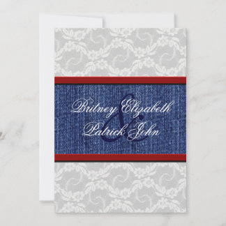 Invitations de mariage de dentelle rouge blanc et
