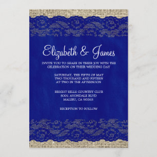 Invitations de mariage de dentelle russe en bleu d