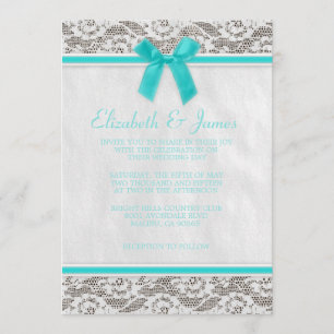 Invitations de mariage de dentelle Turquoise