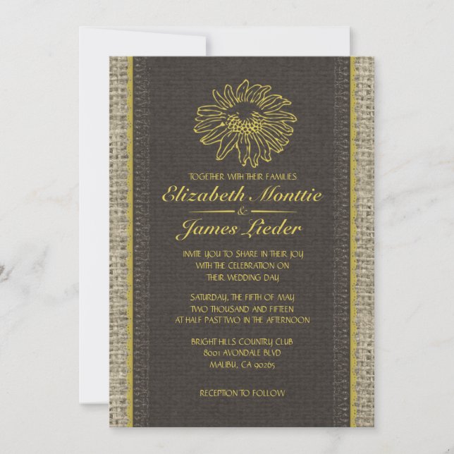 Invitations de mariage de dentelle Vintage noire e (Devant)