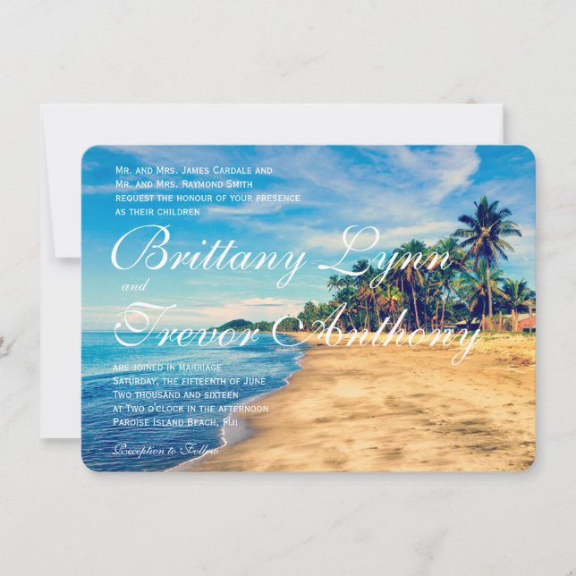 Invitations de mariage de destination de plage de (Devant)