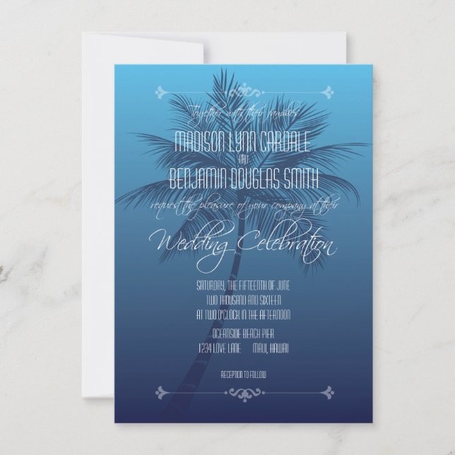 Invitations de mariage de destination de plage de (Devant)