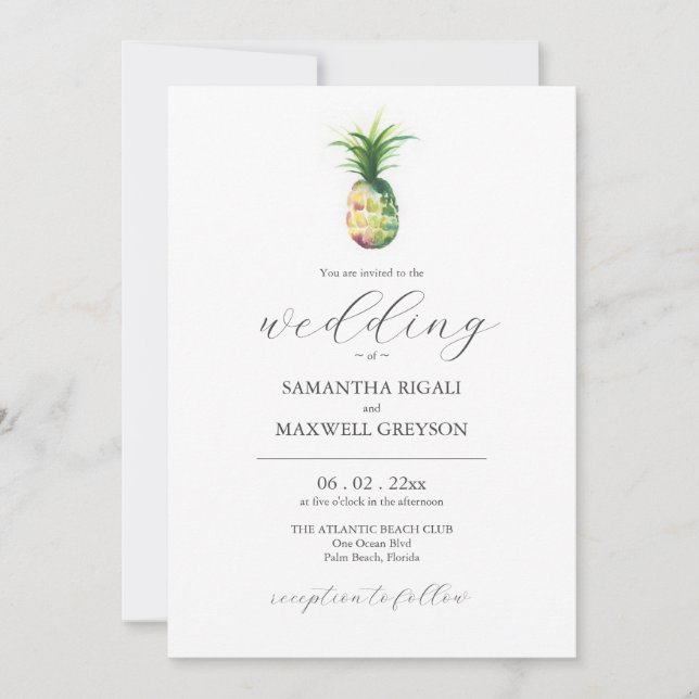 Invitations de mariage de destination tropicale An (Devant)