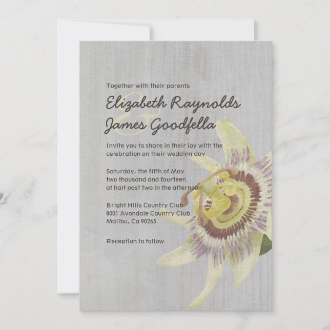 Invitations de mariage de fleurs de la passion Vin (Devant)