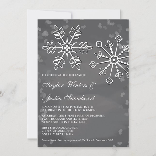 Invitations de mariage de flocon de neige de (Devant)