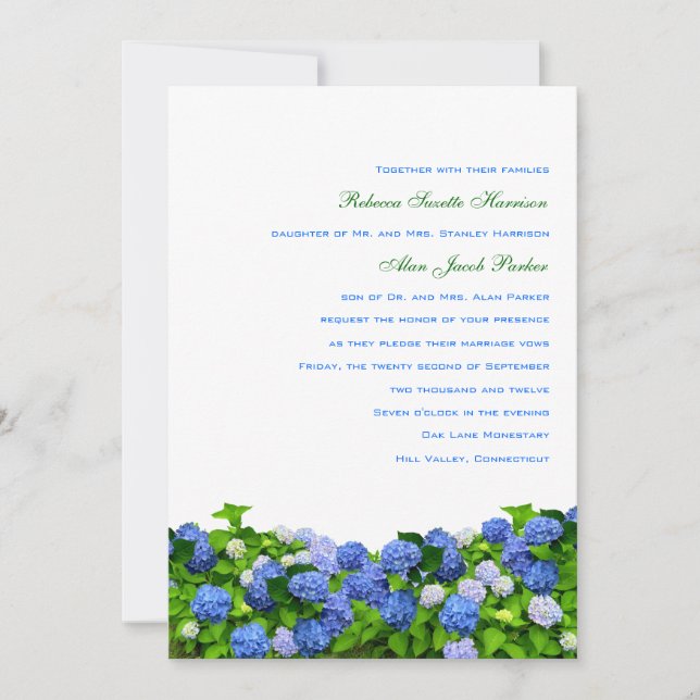Invitations de mariage de Garden Hydrangea, 5x7 (Devant)