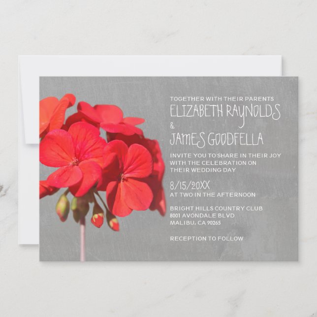Invitations de mariage de géranium (Devant)
