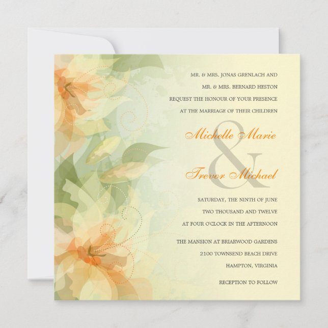 Invitations de mariage de jardin - floral jaune (Devant)