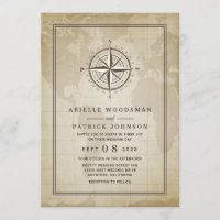 Invitations de mariage de la boussole du monde vin