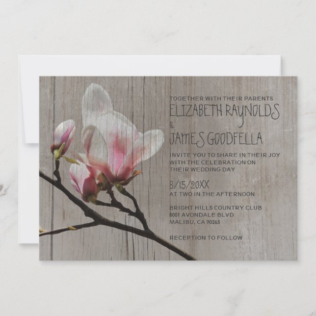 Invitations de mariage de la branche de la Magnoli (Devant)