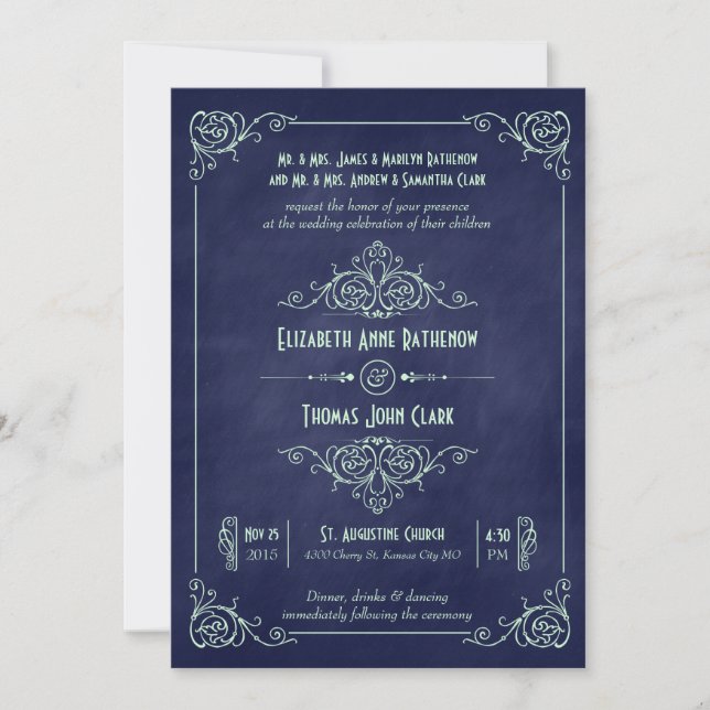 Invitations de mariage de la décoration de tableau (Devant)