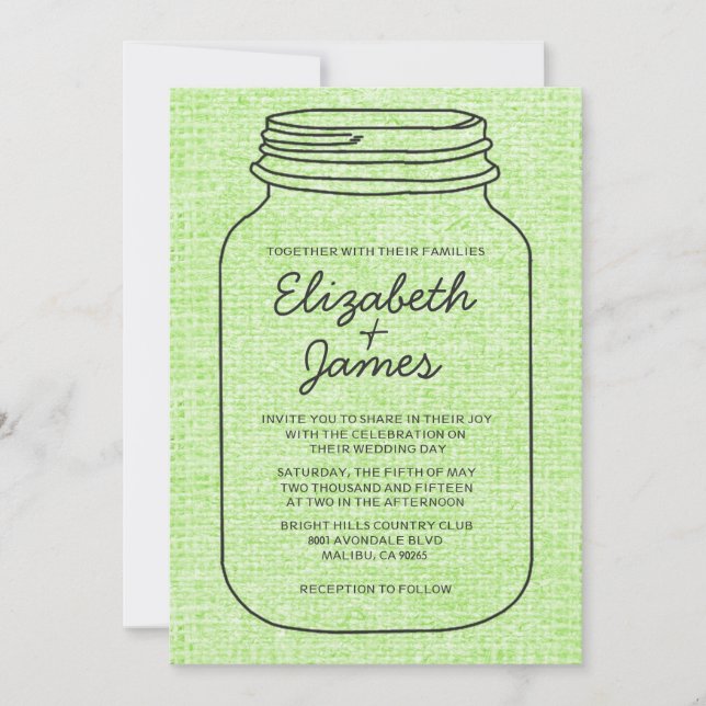 Invitations de mariage de la génoise Mason Jar (Devant)