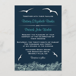 Invitations de mariage de la marine des vagues et