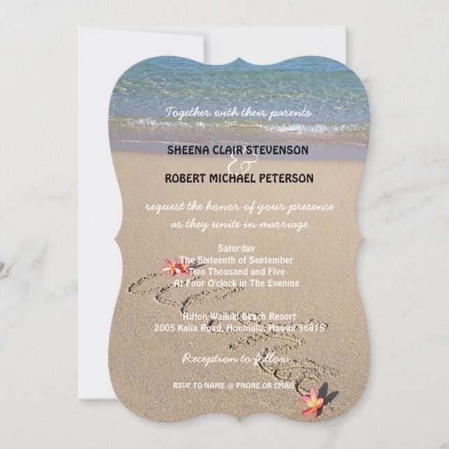 Invitations  de mariage de la plage de Flower Aloh (Devant)