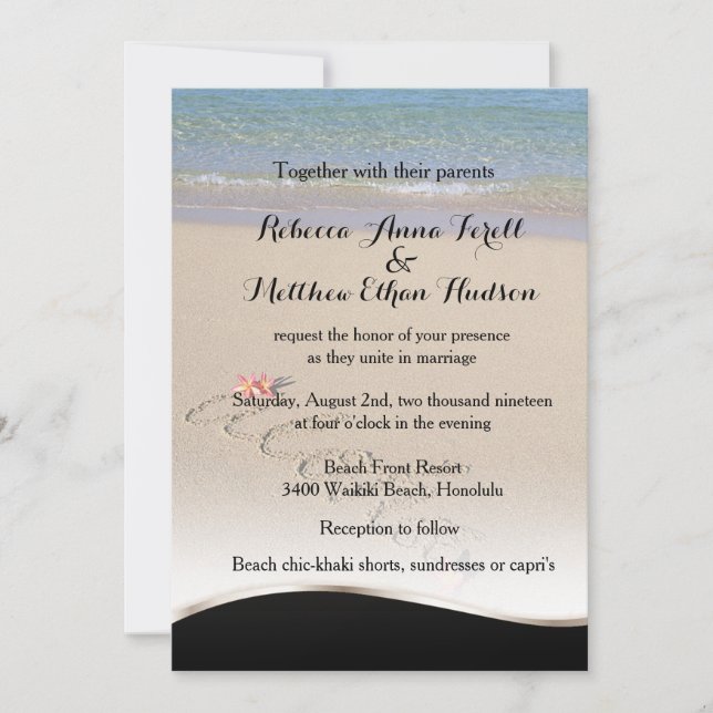 Invitations  de mariage de la plage de Flower Aloh (Devant)
