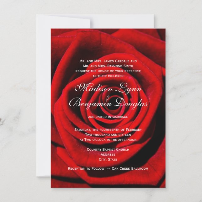 Invitations de mariage de la Saint Valentin de la  (Devant)