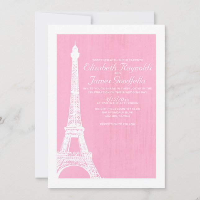 Invitations de mariage de la Tour Eiffel (Devant)