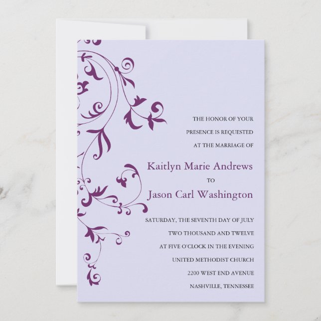 Invitations de mariage de la vigne florale (Devant)