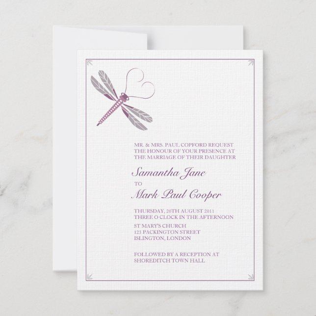 Invitations de mariage de libellules (Devant)