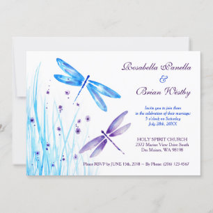 Invitations de mariage de libellules - Aquarelle b