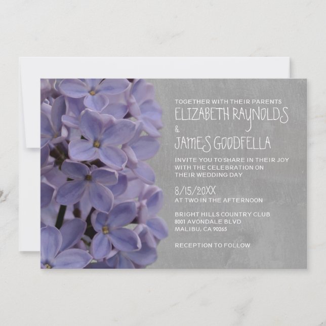 Invitations de mariage de Lilacs (Devant)