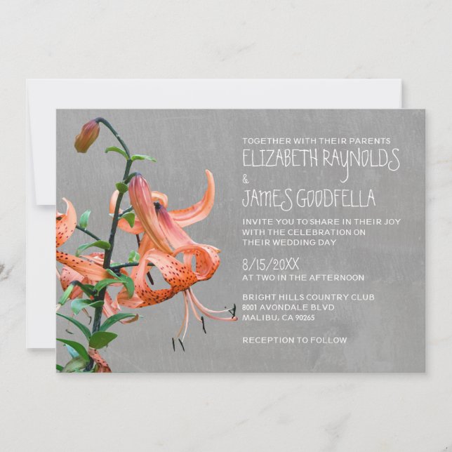 Invitations de mariage de lis tigré (Devant)