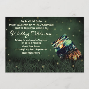 Invitations de mariage de lucioles de Mason Jar