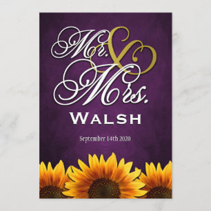 Invitations de mariage de M. et Mme Purple Sunflow