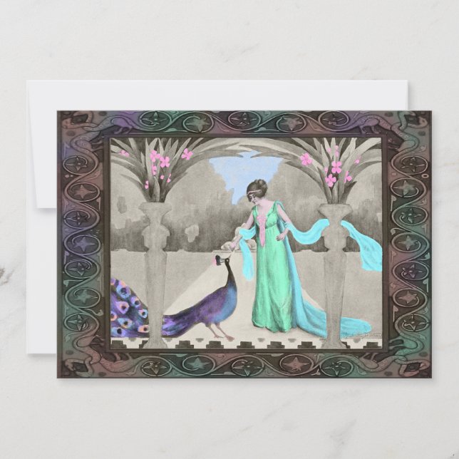 Invitations de mariage de Madame et de paon (Devant)