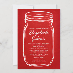 Invitations de mariage de Mason Jar Vintage rouge