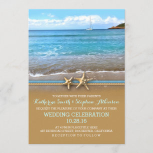 Invitations de mariage de mer de plage