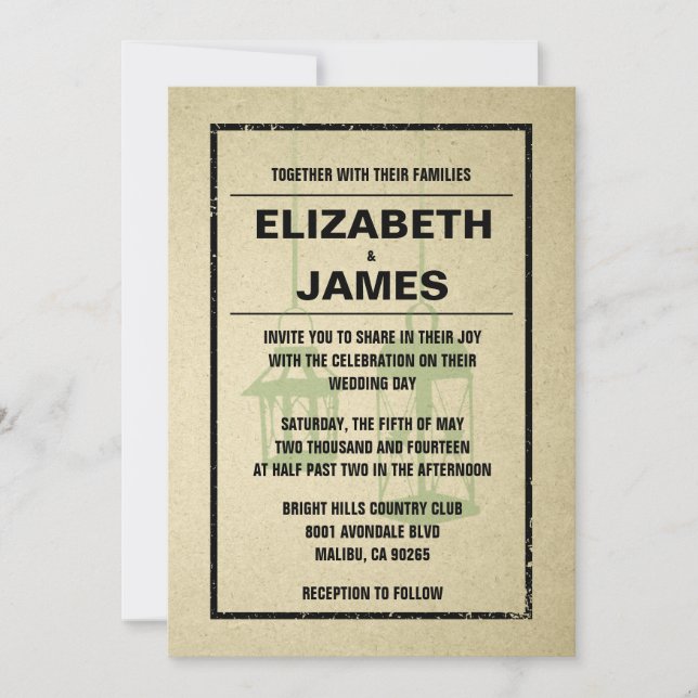 Invitations de mariage de nuit rustique (Devant)