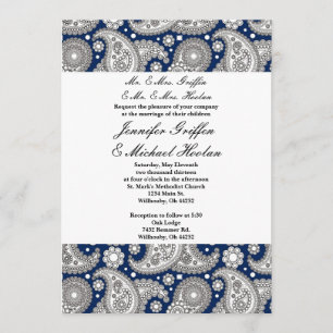 Invitations de mariage de Paisley de marine