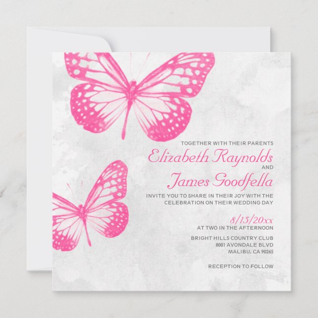 Invitations de mariage de papillon (Devant)