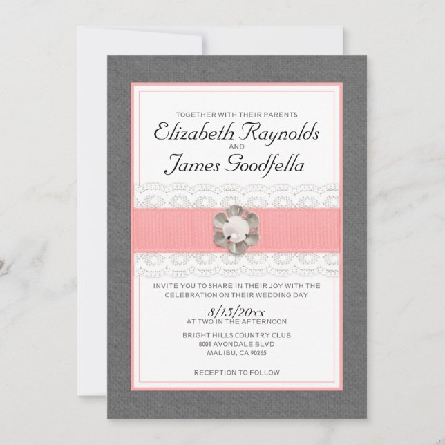 Invitations de mariage de perle (Devant)