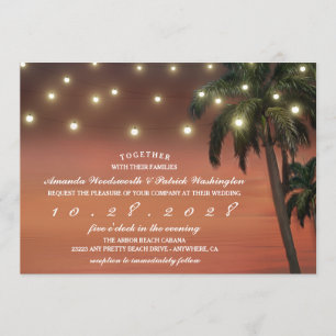 Invitations de mariage de plage de coucher du