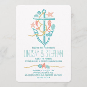 Invitations de mariage de plage nautique