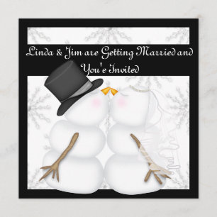 Invitations de mariage de Snowman avec des flocons