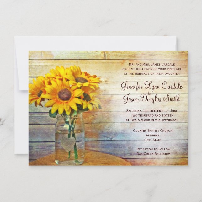 Invitations de mariage de tournesol de pot de (Devant)