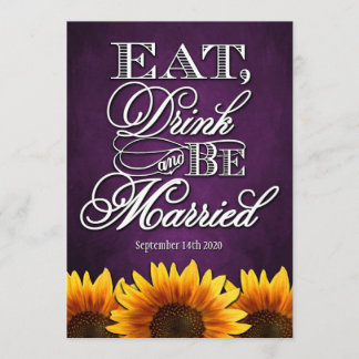 Invitations de mariage de tournesol en tableau rou