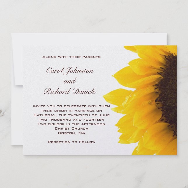 Invitations de mariage de tournesol jaune (Devant)