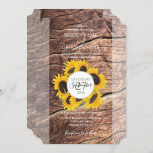 Invitations de mariage de tournesol rustique