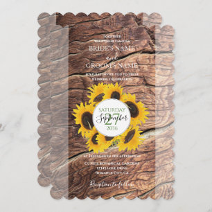 Invitations de mariage de tournesol rustique