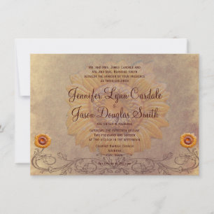 Invitations de mariage de tournesol rustique