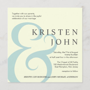 Invitations de mariage de type moderne Ivory Blue