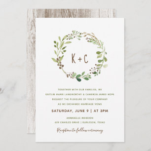 Invitations de mariage de verdure Wreath - Brown