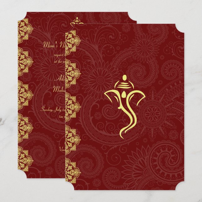 Invitations de mariage de Vinayaka (Devant / Derrière)