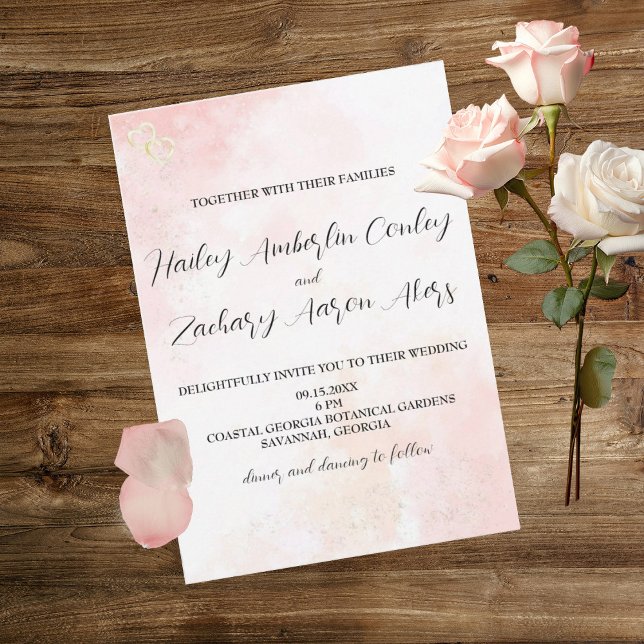 Invitations de mariage de Whispers roses (Créateur téléchargé)