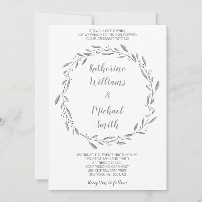 Invitations De Mariage De Wreath Pour Le Deuxième  (Devant)