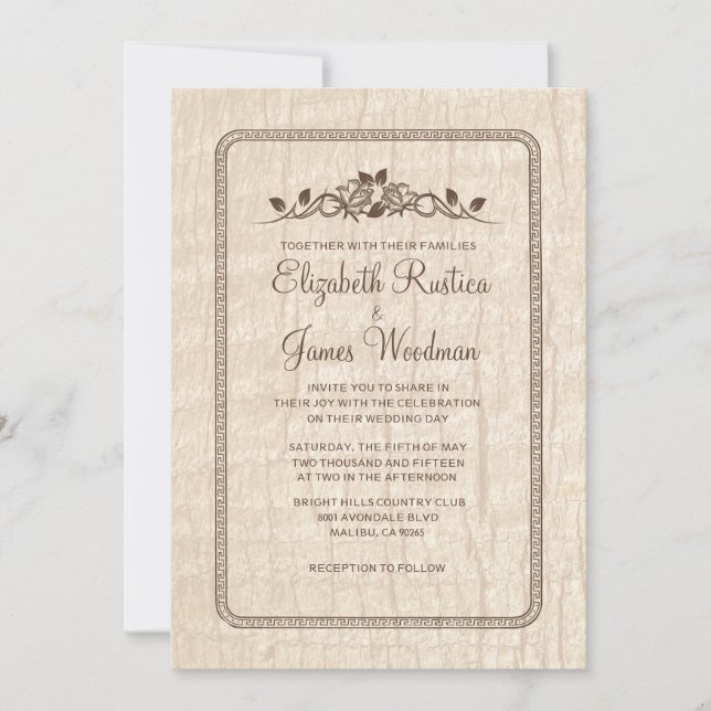 Invitations de mariage d'écorce dans l'arbre du pa (Devant)